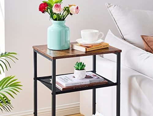 Amazon.com: Hoctieon 3 Tier End Table, Telephone Table, Narrow Side Table with Storage, Nightstand f