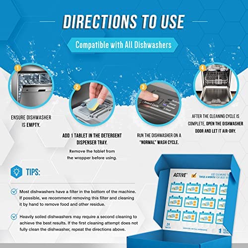 Amazon.com: Dishwasher Cleaner And Deodorizer Tablets - 24 Pack Deep Cleaning Descaler Pods Formulat