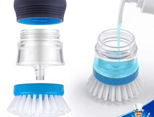 Amazon.com: MR.SIGA Soap Dispensing Palm Brush Storage Set, Kitchen Brush with Holder for Pot Pan Si