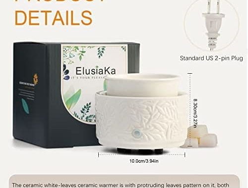 ElusiaKa Wax Melt Warmer Burner Ceramic 3-in-1 Oil Burner Electric Wax Melt Warmer Wax Warmer Burner