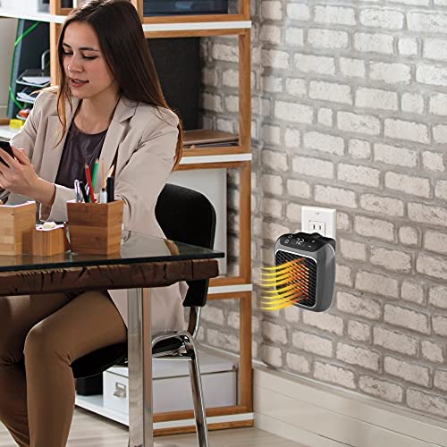 Ontel Handy Heater Turbo 800 Wall Outlet Small Space Heater with Adjustable Thermostat, Programmable