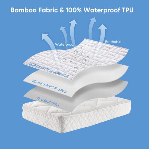 Amazon.com: Hanherry 100% Waterproof Mattress Protector Queen Size, Bamboo Mattress Cover 3D Air Fab