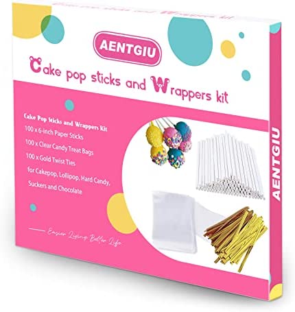 Amazon.com: 300 PCS Cake Pop Sticks and Wrappers Kit, Including 100ct 6-inch Paper Lollipop Sticks,