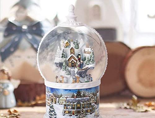 10.2" H Large Size Snow Globes Christmas with Music Box Including 8 Songs, Xmas Lighted Big Glitter