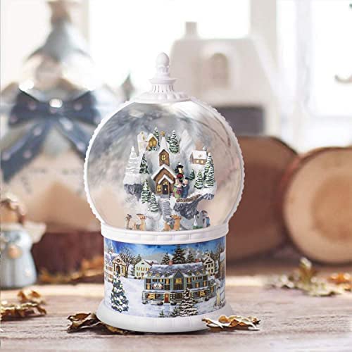 10.2" H Large Size Snow Globes Christmas with Music Box Including 8 Songs, Xmas Lighted Big Glitter