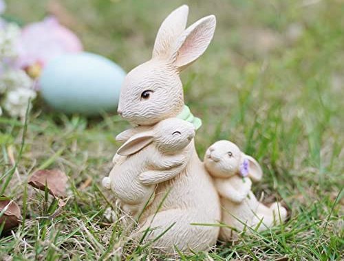 Amazon.com: Newman House Studio Easter Decorations Family Bunny Figurines Spring-Decor - Resin Sitti