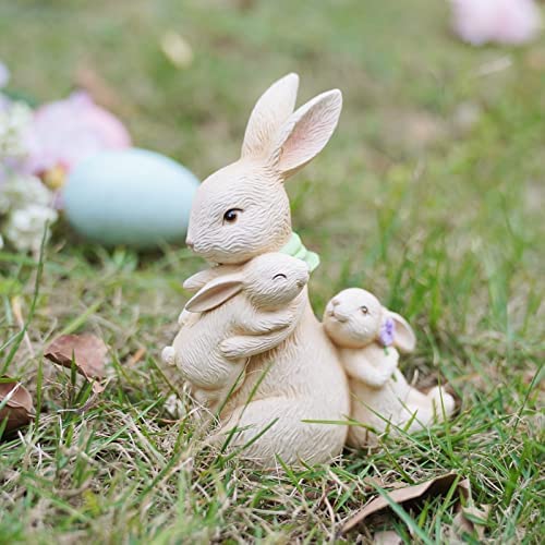 Amazon.com: Newman House Studio Easter Decorations Family Bunny Figurines Spring-Decor - Resin Sitti