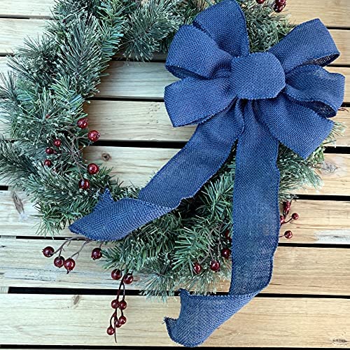 Amazon.com: GiftWrap Etc. Navy Blue Burlap Wreath Bow - 10" Wide, 18" Long Tails, Spring, Veteran's