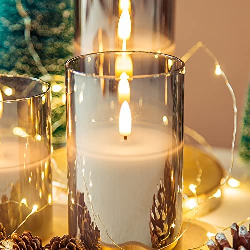 Amazon.com: Eywamage Glass Flameless Candles with Remote Battery Operated Flickering LED Pillar Cand