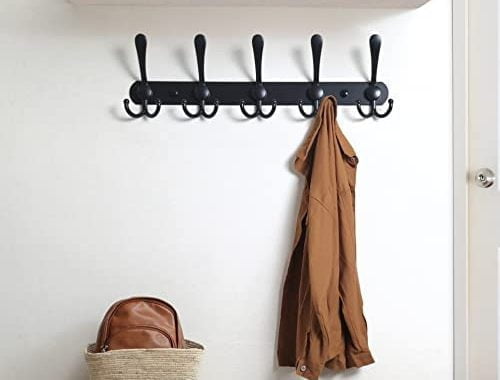 Amazon.com: Dseap Coat Rack Wall Mounted - 5 Tri Hooks, Heavy Duty, Stainless Steel, Metal Coat Hook