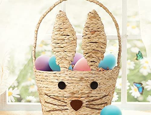 Amazon.com: Juegoal Easter Bunny Woven Basket for Party Favors, Handmade Straw Wicker Easter Candy E