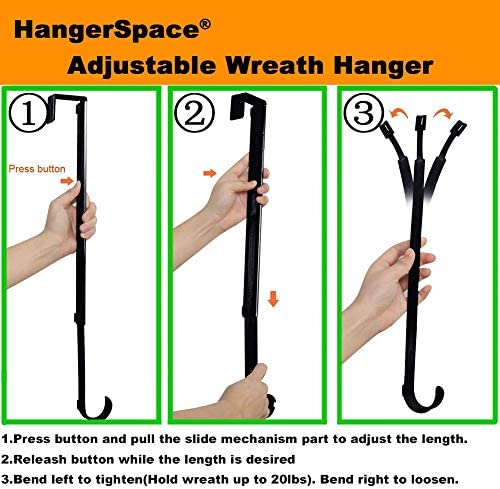 Amazon.com: HangerSpace Wreath Hanger for Front Door, Over Door Wreath Hook Wreath Holder Adjustable