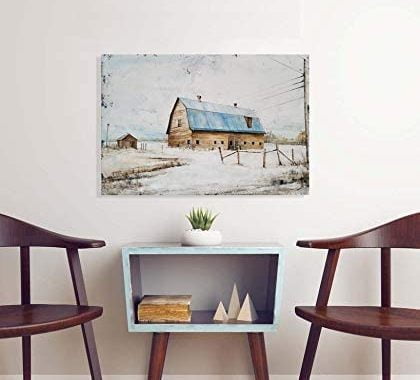 Amazon.com: Yihui Arts Farmhouse Canvas Wall Art Hand Painted Light Blue and White Paintings Modern