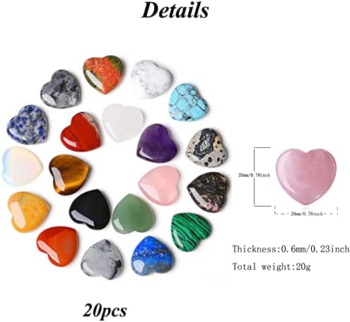 Amazon.com: YATOJUZI 20PCS Natural Heart Healing Crystals Rose Quartz Amethyst Heart Love Stones Set