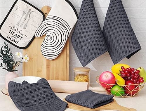 Homaxy 100% Cotton Waffle Weave Kitchen Dish Cloths, Ultra Soft Absorbent Quick Drying Dish Towels,