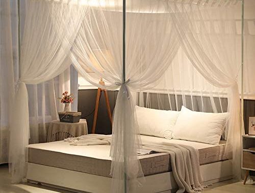 Mengersi Simple 4 Corners Post Curtain Bed Canopy Bed Frame Canopies Net,Bedroom Decoration Accessor
