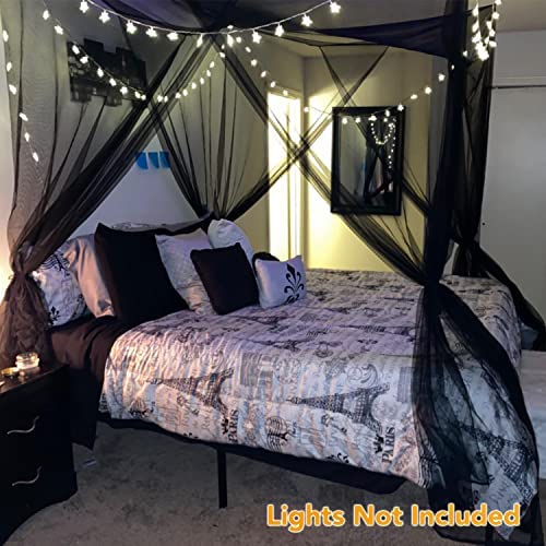 Amazon.com: Twinkle Star 4 Corner Mosquito Net Black Canopy Bed Curtains for Full/Queen/King Size Be