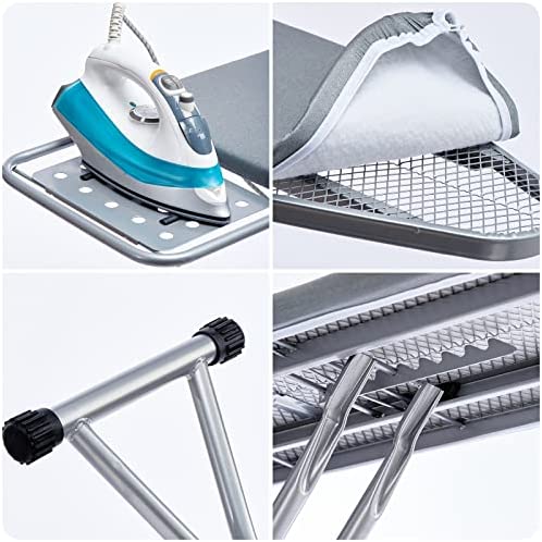 BKTD Ironing Board, Heat Resistant Cover Iron Board with Steam Iron Rest, Non-Slip Foldable Ironing