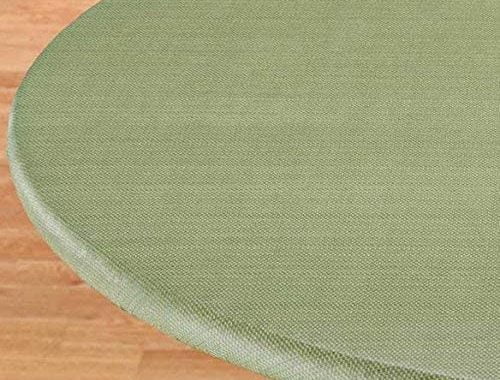 Covers For The Home Deluxe Elastic Edged Flannel Backed Vinyl Fitted Table Cover - Basketweave (Gree