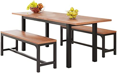 Amazon.com - Feonase 3-Piece 63" XL Large Dining Table Set for 6-8 People, Extendable Kitchen Table