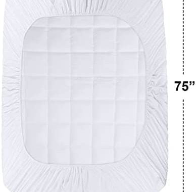 Utopia Bedding Quilted Fitted Premium Mattress Pad Twin Size - Pillow Top Mattress Topper - Elastic