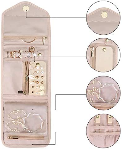 Amazon.com: BAGSMART Travel Jewelry Organizer Case Foldable Jewelry Roll for Journey-Rings, Necklace