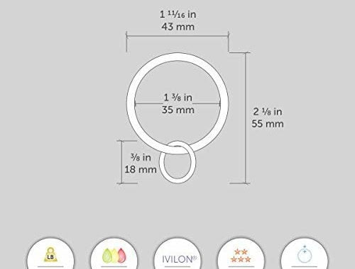 Ivilon Drapery Eyelet Curtain Rings - 1.7" Ring Loop for Hook Pins, Set of 14 - Black