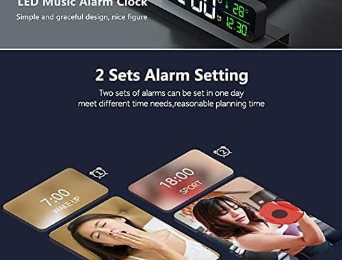 Digital Clock Large Display Alarm Clock for Living Room Office Bedroom Decor LED Electronic Date Tem