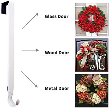 Amazon.com: Sattiyrch Wreath Hanger,White Adjustable Metal Over Door Hook from 15-25 Inch，Holds up t