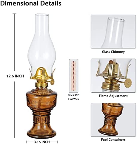 Amazon.com: Vintage Glass Chamber Oil Lamps for Indoor Use Rustic Brown Kerosene Lamp Lantern 12.6 I