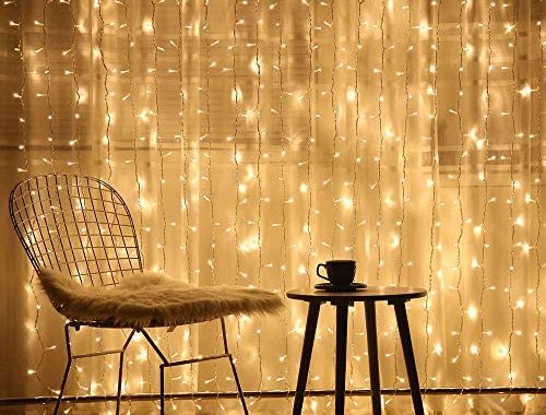 300 LED Curtain Lights for Bedroom - Brightown 9.8 FT Hanging Window Lights with Remote, Connectable