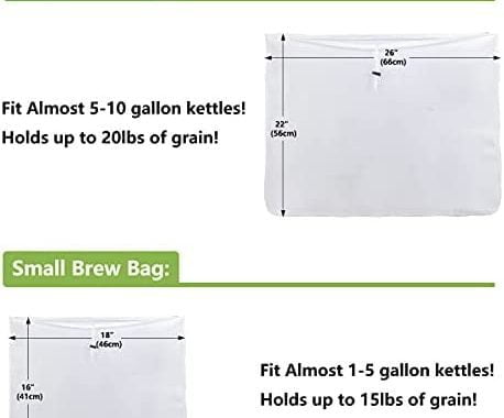 Amazon.com: 2 Pack Brew Bags, Monkkino Brew In A Bag, Reusable Wine Straining Bag for Homebrewing, 2