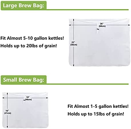 Amazon.com: 2 Pack Brew Bags, Monkkino Brew In A Bag, Reusable Wine Straining Bag for Homebrewing, 2