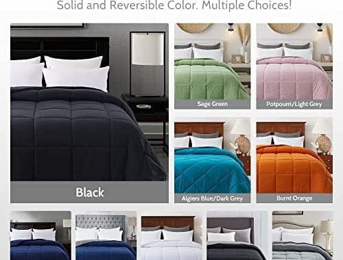 Cosybay Down Alternative Comforter (Black, King) - All Season Soft Quilted King Size Bed Comforter -