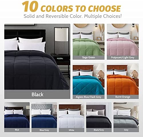 Cosybay Down Alternative Comforter (Black, King) - All Season Soft Quilted King Size Bed Comforter -
