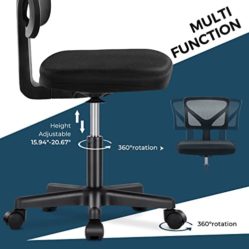 Amazon.com: Home Office Computer Desk Chair Mid Back Armless Ergonomic Office Chair Mesh Office Chai