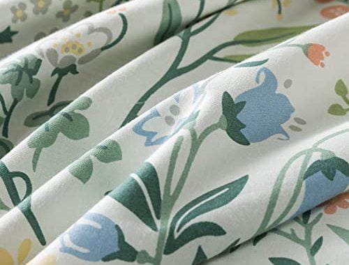 HoneiLife Duvet Dover King Size - 100% Cotton Comforter Cover Floral Duvet Cover Sets,Breathable Duv