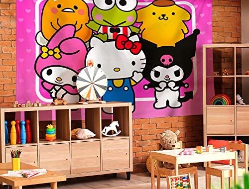 Amazon.com: JUMANT Hello Kitty Tapestry - Sanrio Room Decor - Hello Kitty Room Decor - Hello Kitty B