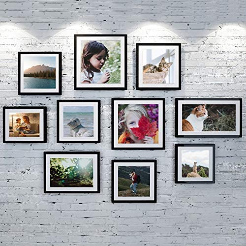 upsimples 11x14 Picture Frame Set of 3, Made of High Definition Glass for 8x10 with Mat or 11x14 Wit