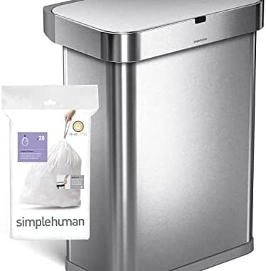 simplehuman Code Q Custom Fit Drawstring Trash Bags in Dispenser Packs, 100 Count, 50-65 Liter / 13-