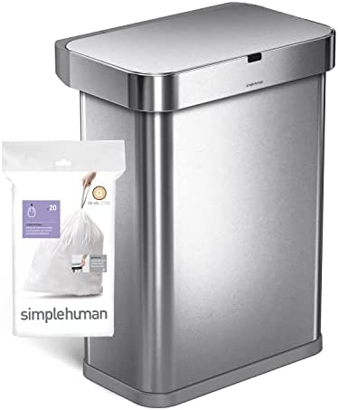 simplehuman Code Q Custom Fit Drawstring Trash Bags in Dispenser Packs, 100 Count, 50-65 Liter / 13-