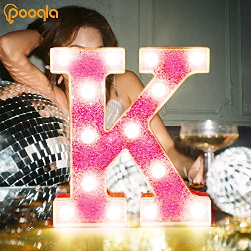 Amazon.com: Pooqla LED Marquee Letter Lights, Light Up Pink Letters Glitter Alphabet Letter Sign Bat