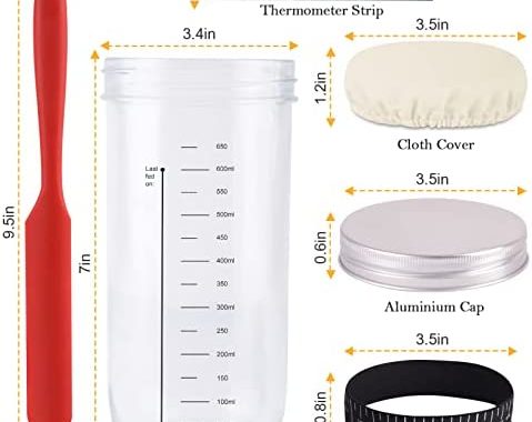 Amazon.com: NEOBELLA Sourdough Starter Jar, Sourdough Starter Kit With Thermometer, Scraper, Cloth C