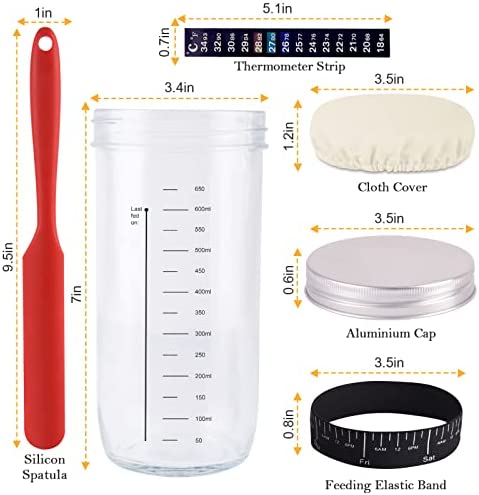 Amazon.com: NEOBELLA Sourdough Starter Jar, Sourdough Starter Kit With Thermometer, Scraper, Cloth C