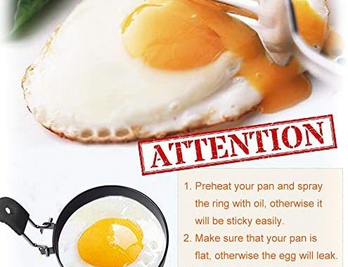 Amazon.com: COTEY Large 3.5" Nonstick Egg Rings Set of 4, Round Crumpet Ring Mold Shaper for English