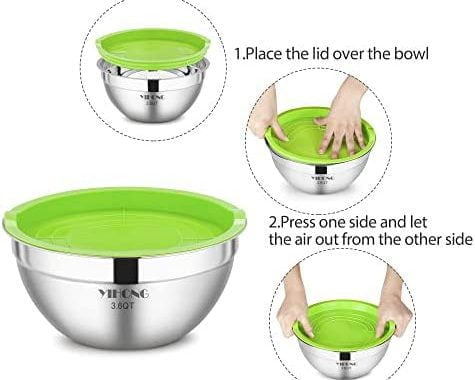 Amazon.com: YIHONG 7 Piece Mixing Bowls with Lids for Kitchen, Stainless Steel Mixing Bowls Set Idea