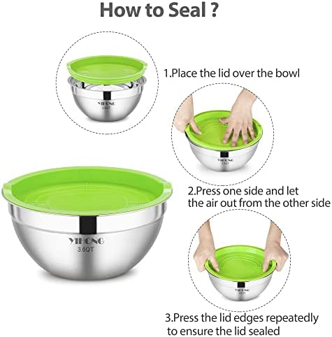 Amazon.com: YIHONG 7 Piece Mixing Bowls with Lids for Kitchen, Stainless Steel Mixing Bowls Set Idea