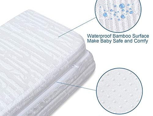 Amazon.com: Waterproof Pack and Play Mattress Topper 38" x 26" Foldable Style, Breathable Soft Bambo