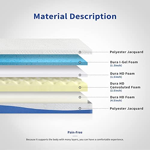 Amazon.com: Olee Sleep 10 Inch Gel Infused Layer Top Memory Foam Mattress, Full, Blue : Home & K
