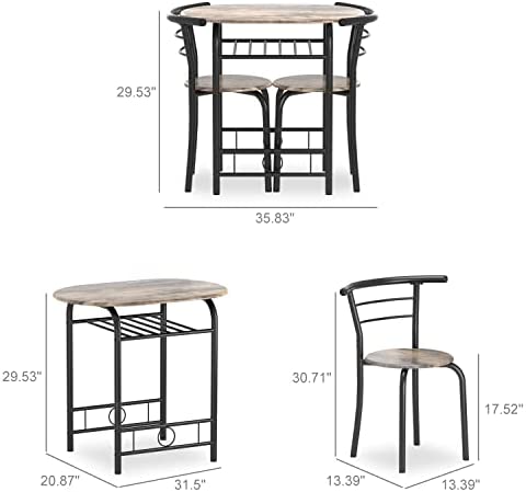 Amazon.com - JUMMICO 3 Pieces Dining Set for 2 Small Kitchen Breakfast Table Set Space Saving Wooden